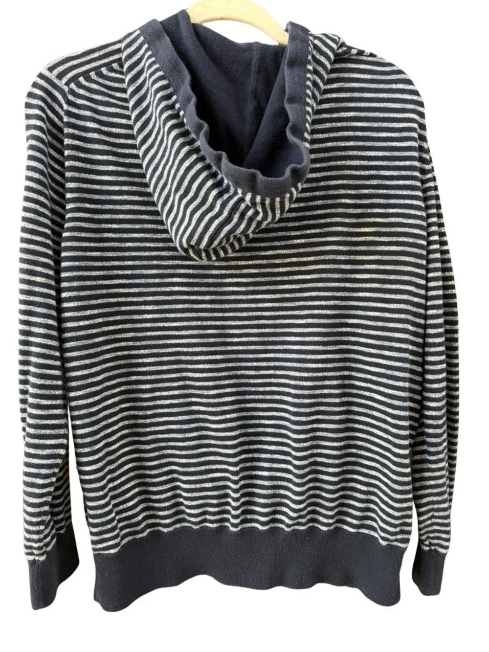 Banana Republic Men’s Striped Cotton Pullover Hoodie Navy Gray Large